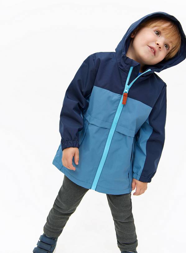Buy Blue Colour Block Hooded Mac Coat 1 2 years Coats and jackets Tu